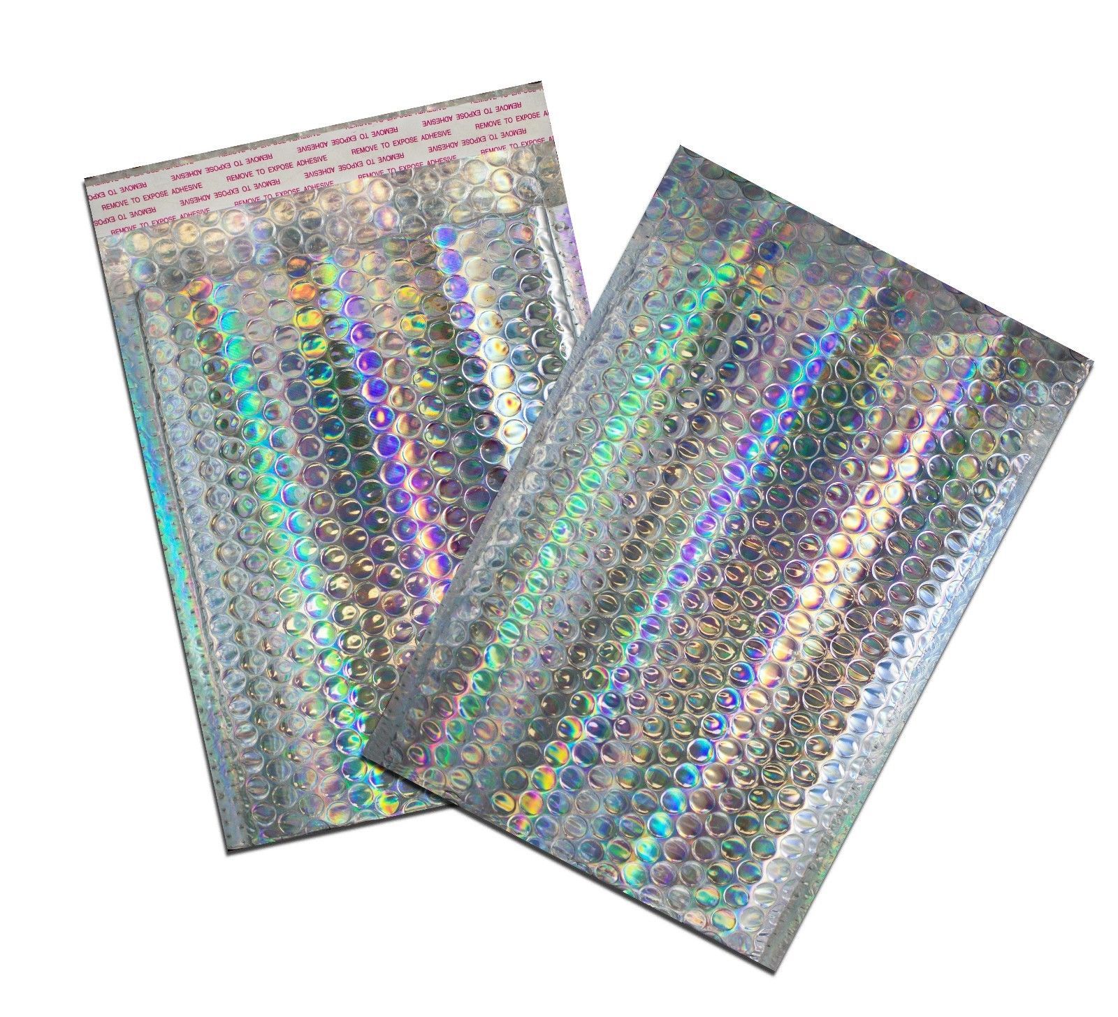 5X9″ 6X10, 8.5X12, 9.5X13″ Holographic Bubble Mailers, Metallic Padded Envelope