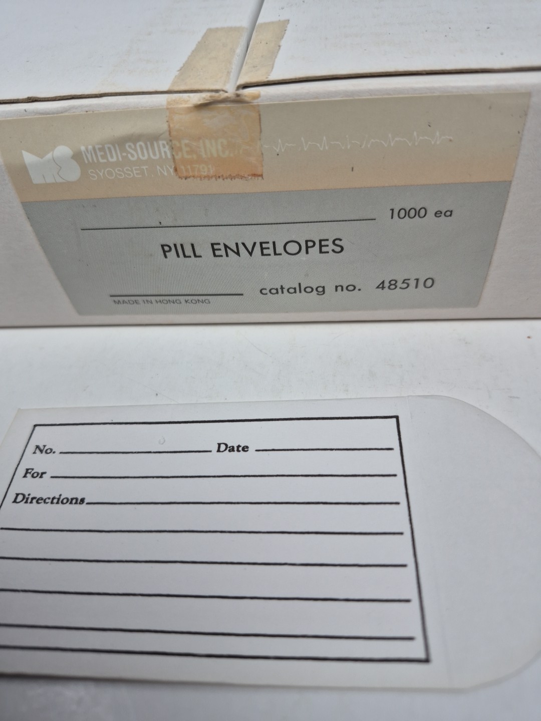 Printed Pill Envelope 3.5″ x 2.5″ 1000 Pack Made In Hong Kong Cat No. 48510