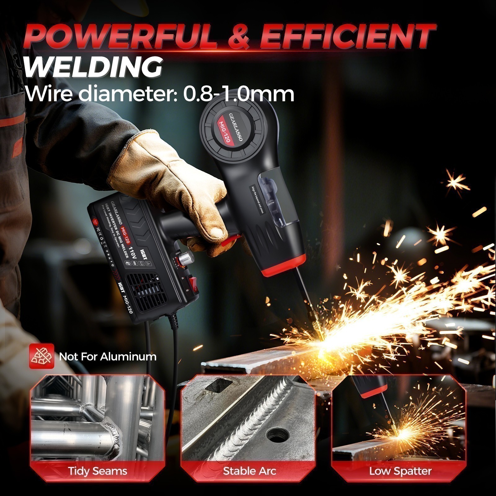 Handheld 110V/120A MIG Welding Machine Gasless Flux Core Welder Easy-to Operate