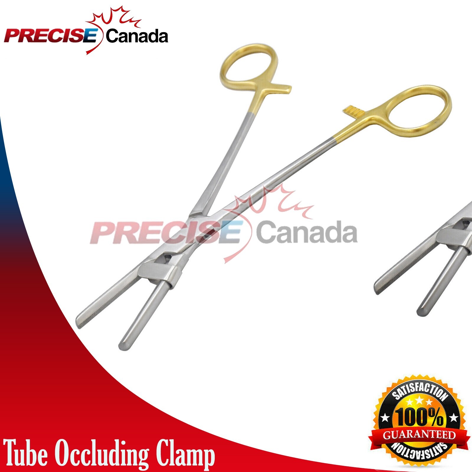 Tube Occluding Clamp Forceps 8» w/Guard Gold Handle Surgical Instrument DS-1377