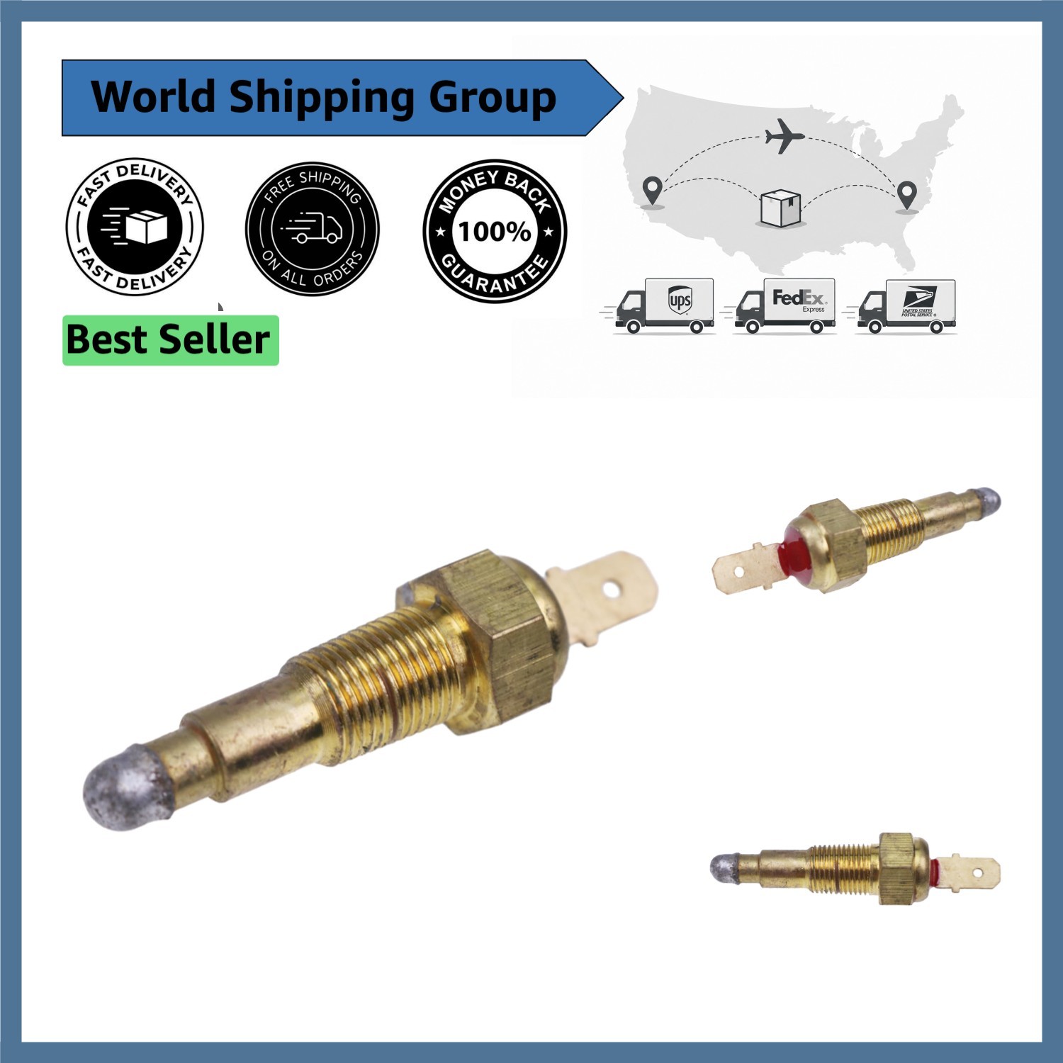 Flange Mount Copper Water Temperature Sensor for Kubota V-Series Engines