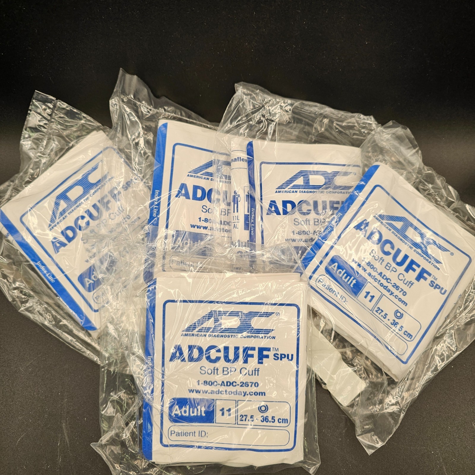 ADC ADCUFF SPU Adult Size 11 (27.5–36.5 cm) 2-Tube Navy – Lot of 5 – NEW Sealed