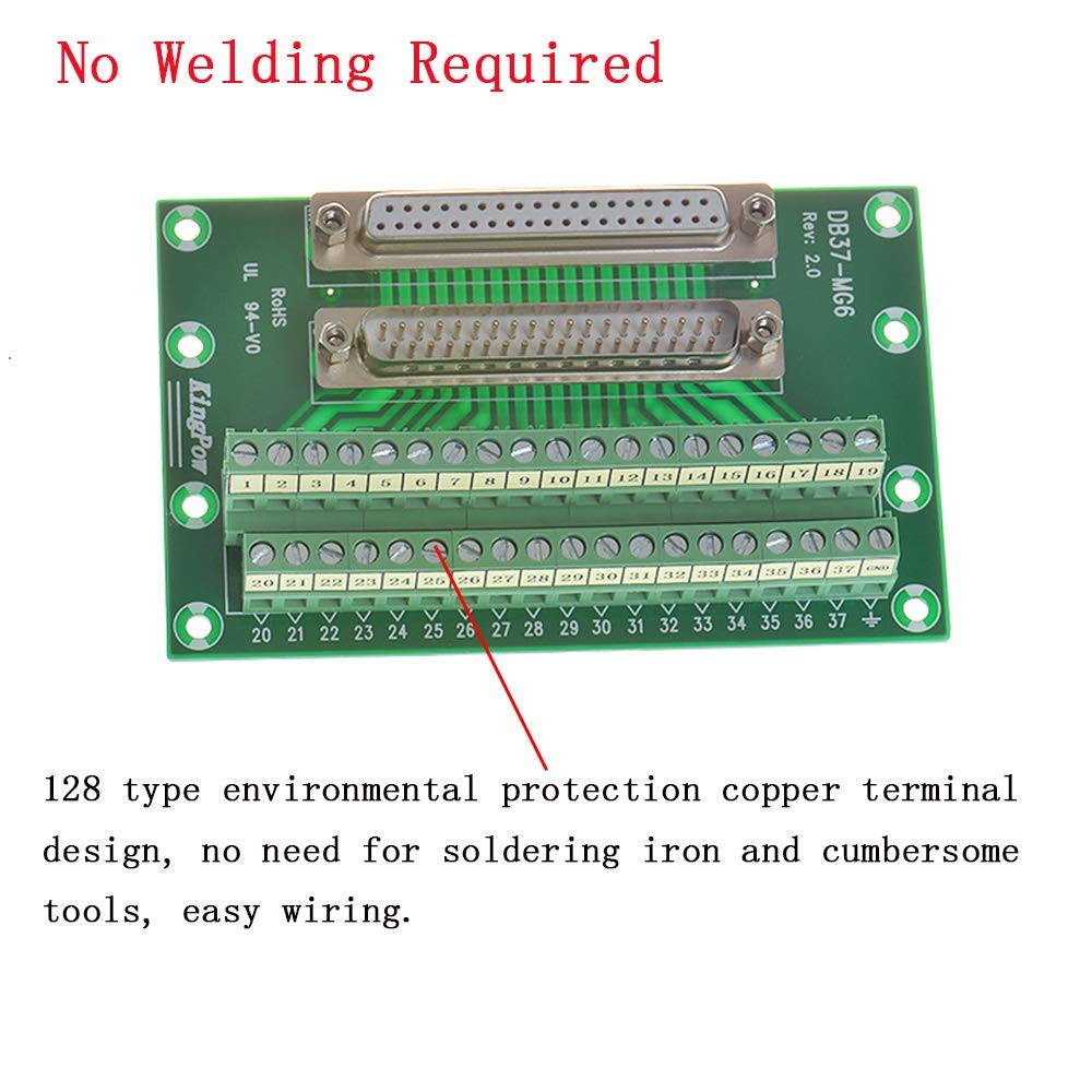 DB37 Solderless Male Female Header Breakout Connector RS232 D-SUB Serial to 3…