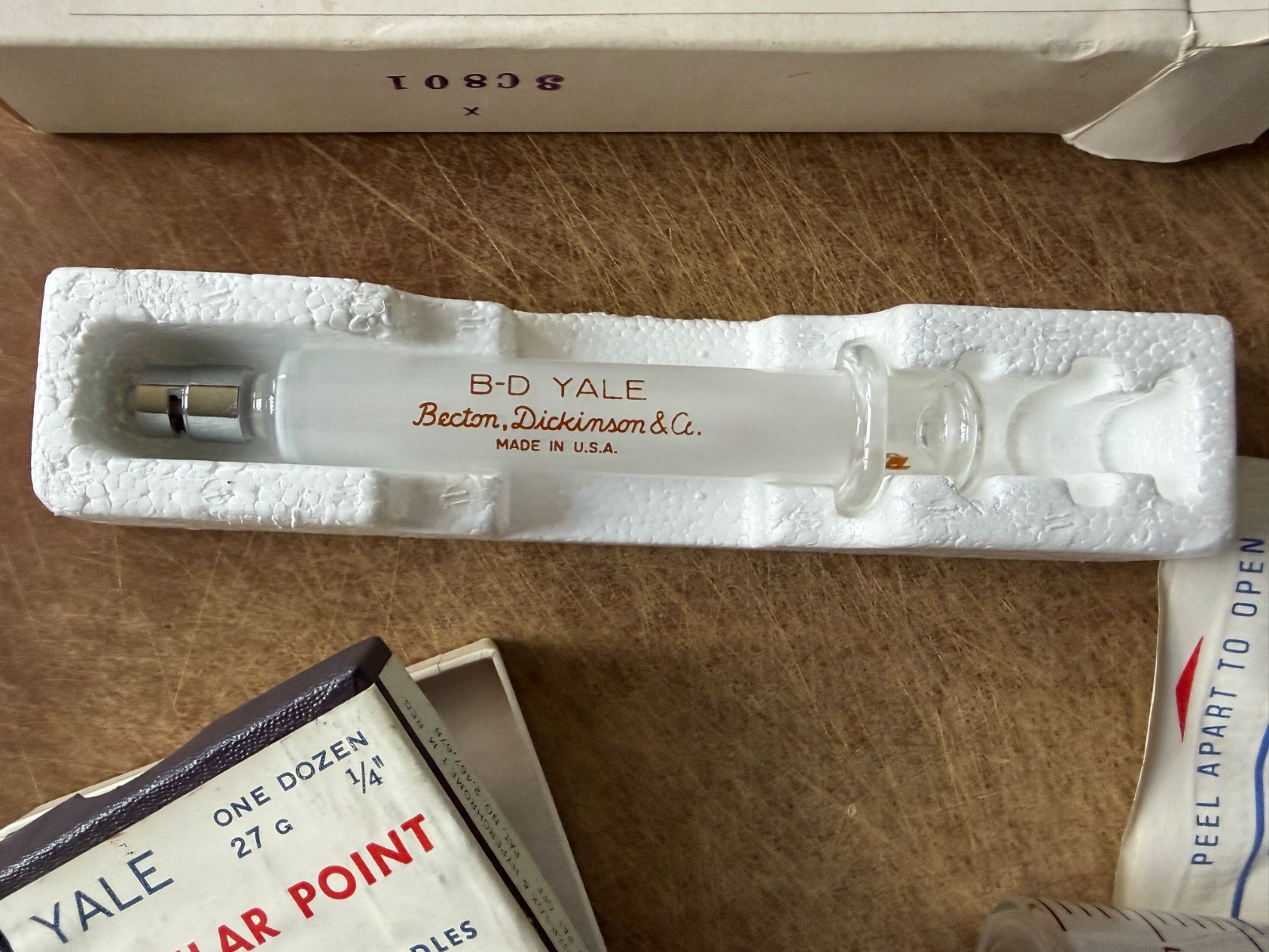Vintage Medical Doctor’s Ephemera Lot Glass Metal Syringes B-D Plastipak