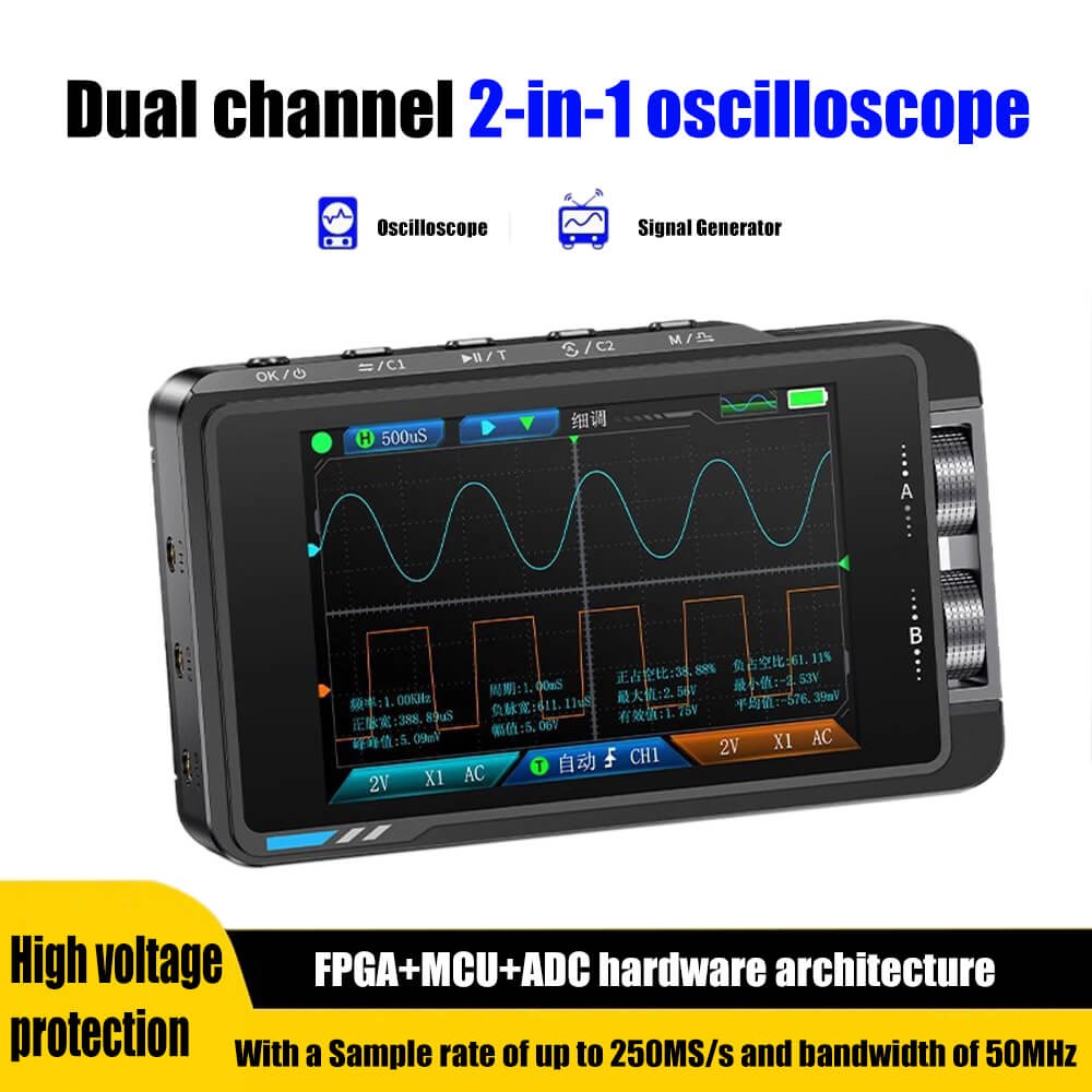FNIRSI DS215H 2in1 Dual Channel Digital Oscilloscope Signal Generator 50MHz 250MSa/s
