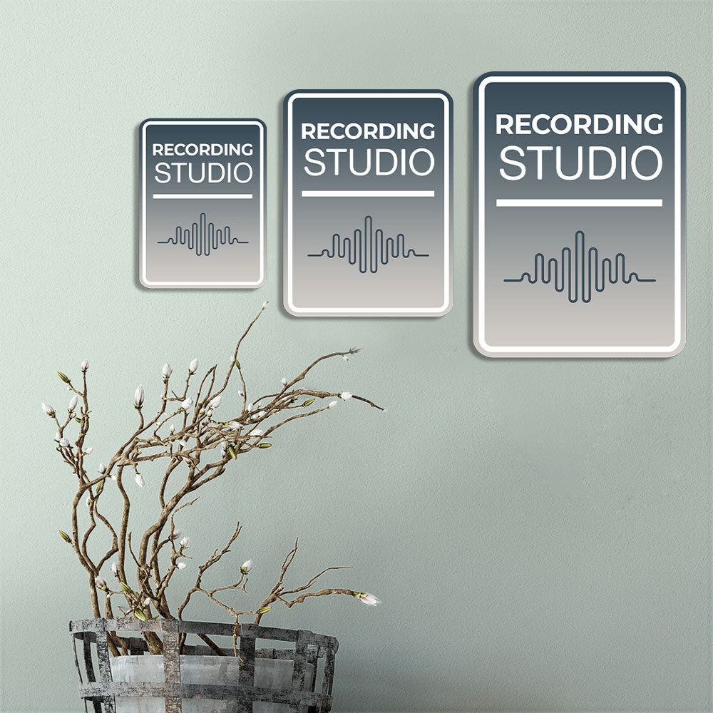 Portrait Round Plus Recording Studio Wall or Door Sign | Music Decor