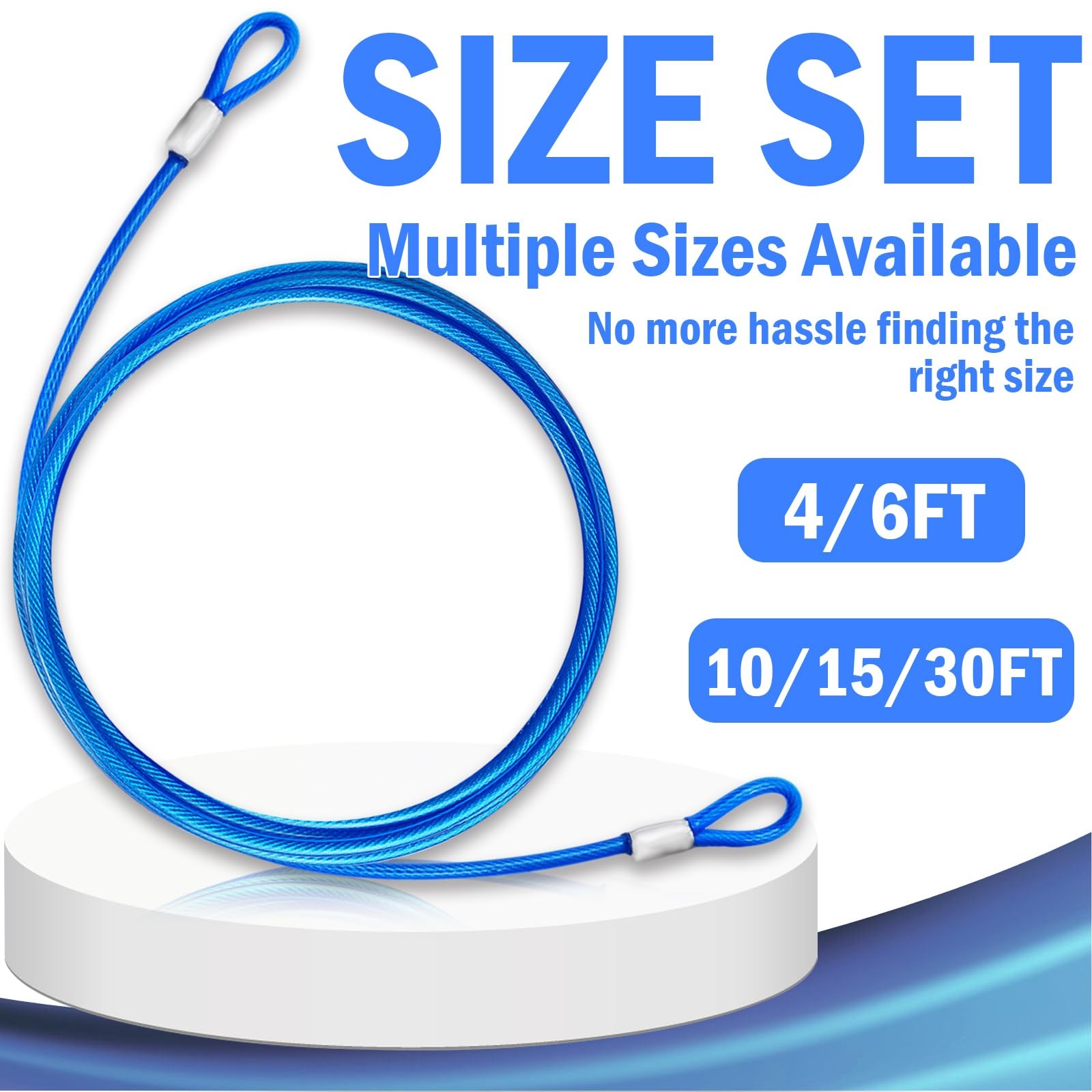 NAZOU 4FT （3/16 Inch） Steel Security Cable with Loops – 4FT-(2Pack), Blue