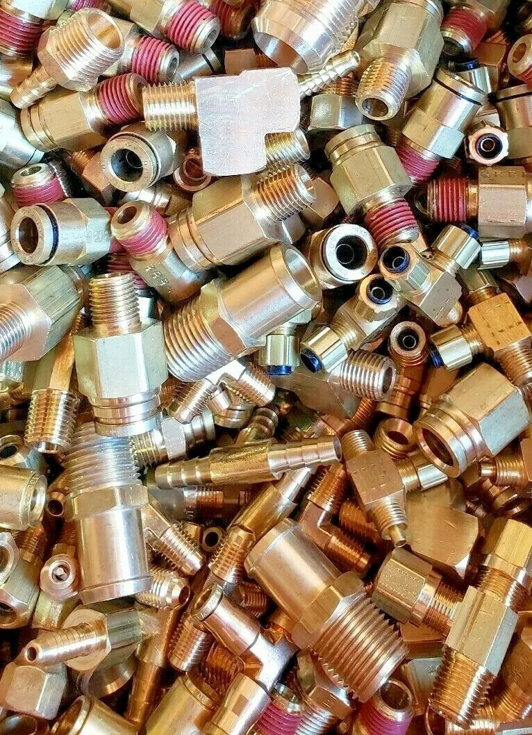 100 BRASS HYDRAULIC AIR , PNEUMATIC, Plumbing FITTINGS LOT OF 1/4 5/16 3/8 1/2