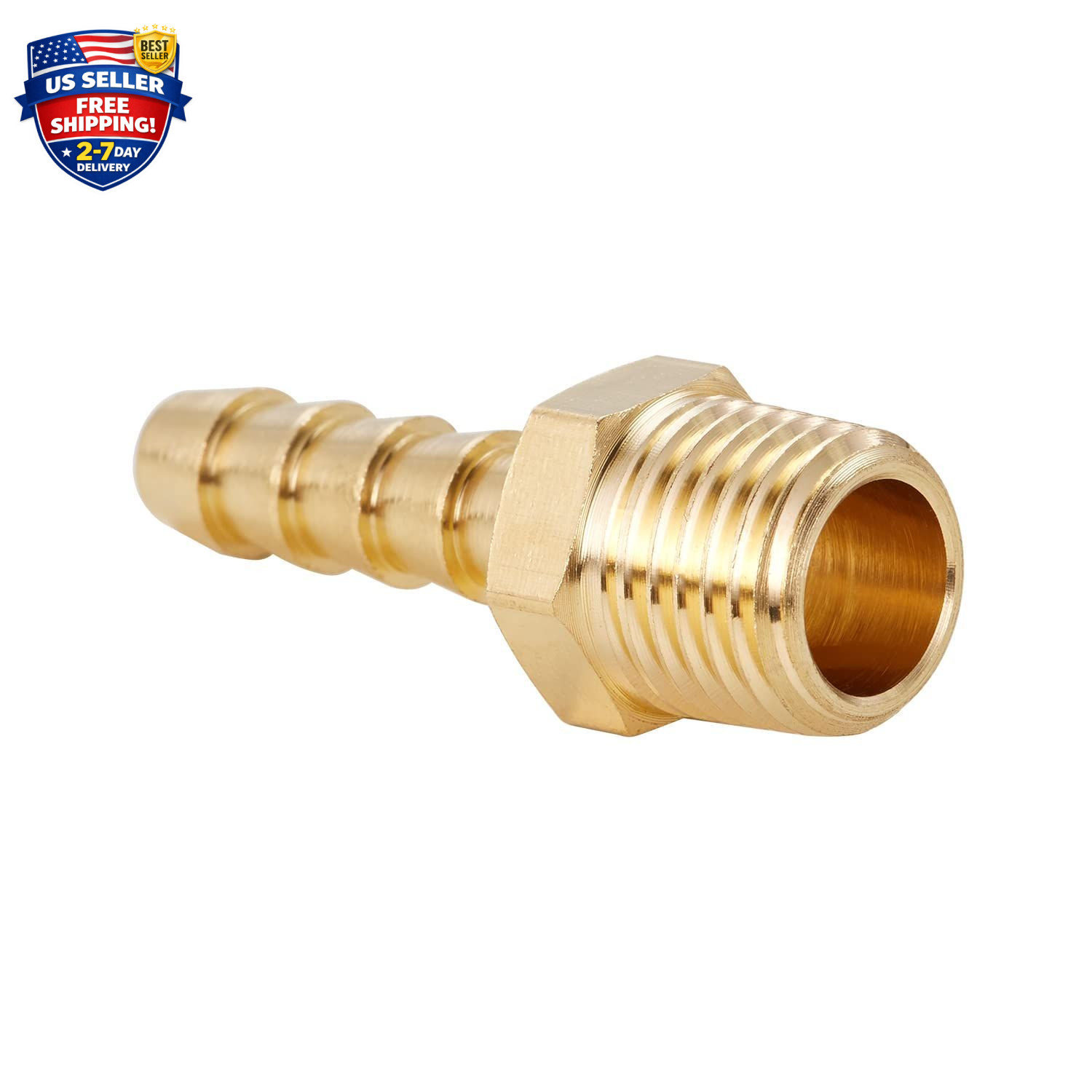 Brass Hose Barb Fittings,1/4″ Barb X 1/4″ NPT Male Air Hose Pipe Fittings,Compre