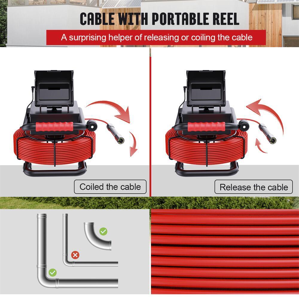 ESANHAO Sewer Camera 98ft/30m Pipe Inspection Camera HD Drain 4.3in LCD Monitor