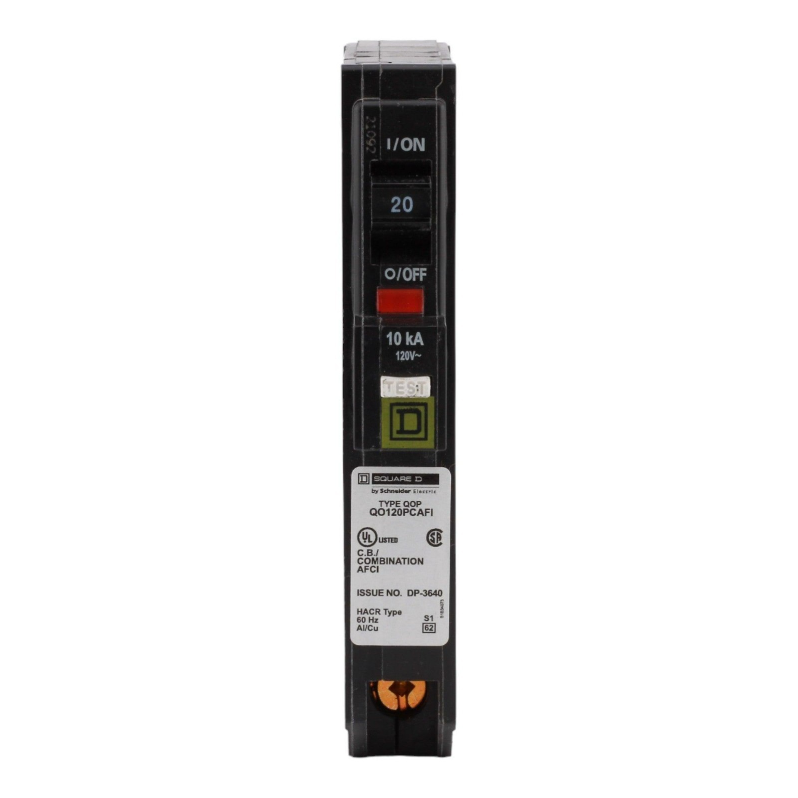 NEW Square D QO120PCAFI 20 Amp 1-Pole Circuit Breaker AFCI PLUG-ON Arc Fault