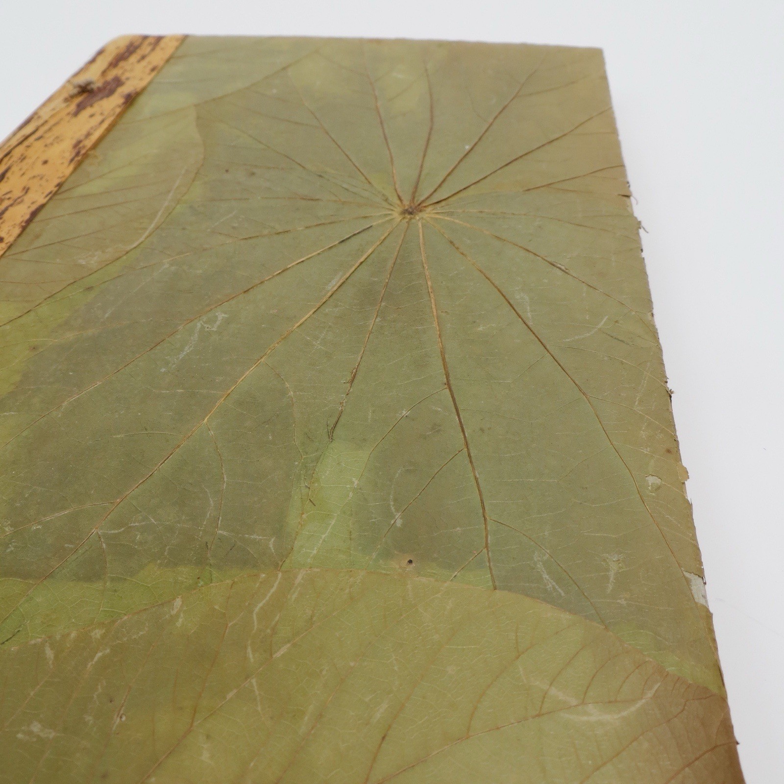 Vtg Blue Handworks Handmade Journal/Sketchbook – Leaf Cover/Bamboo Indonesia NOS