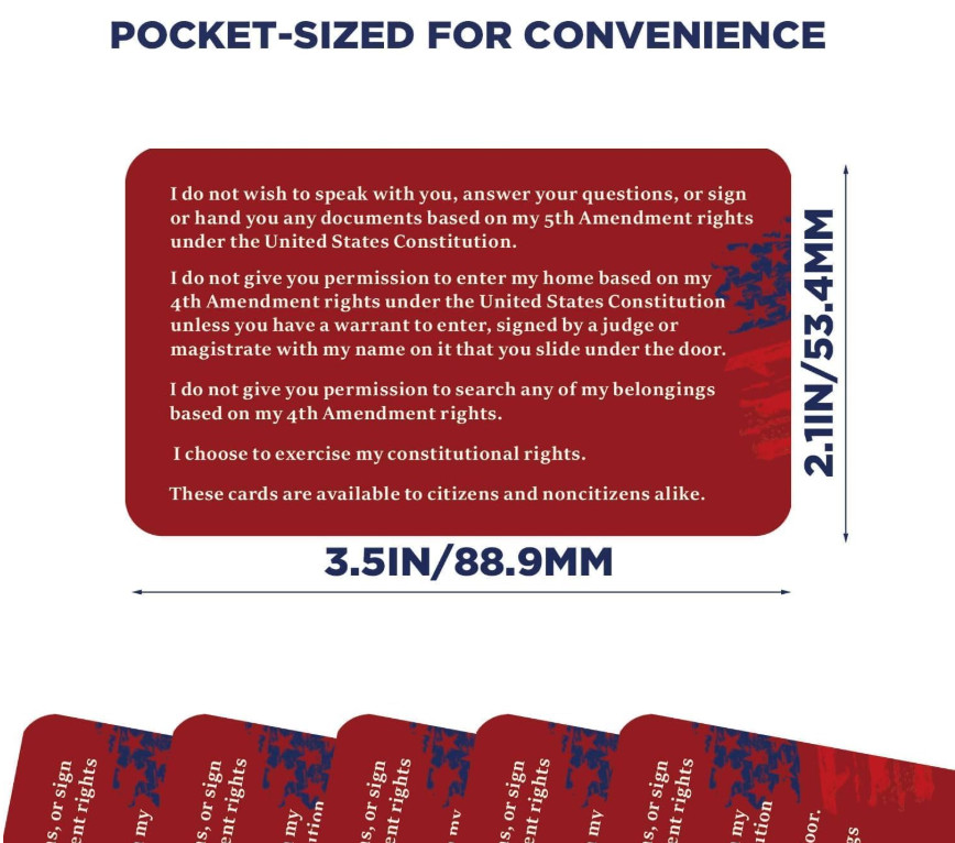 20 PCS Know Your Rights Immigration Red Card – English & Spanish 20PCS, red