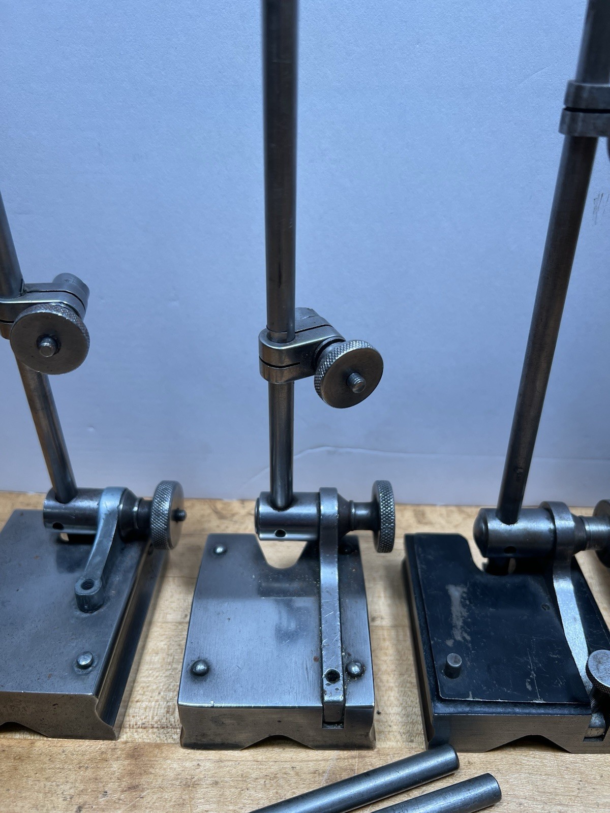 Lot of 4 Surface Gage Indicator Stands + Extra Rods – Starrett Goodell-Pratt Etc