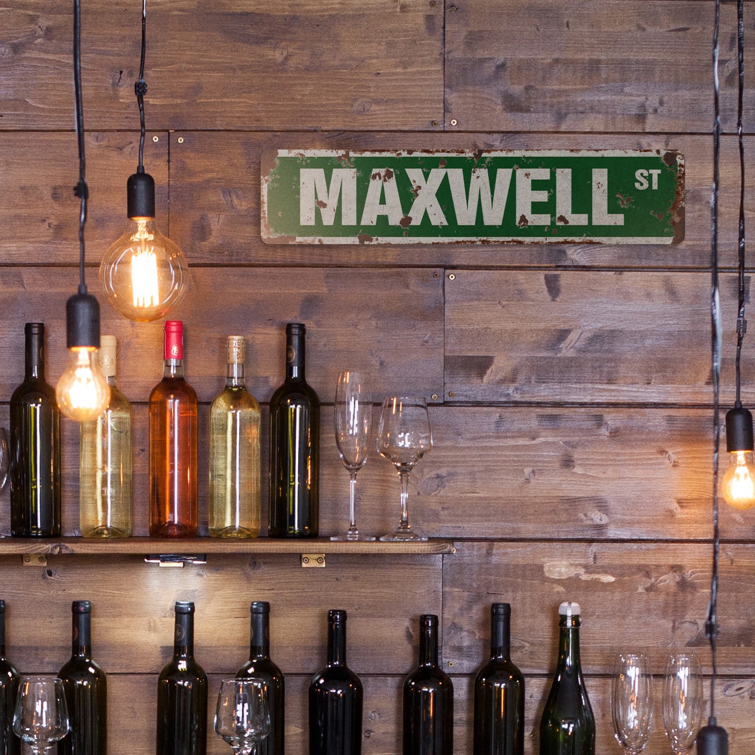 MAXWELL Vintage Style Rustic Street Sign Childrens Name Room Metal Road Sign
