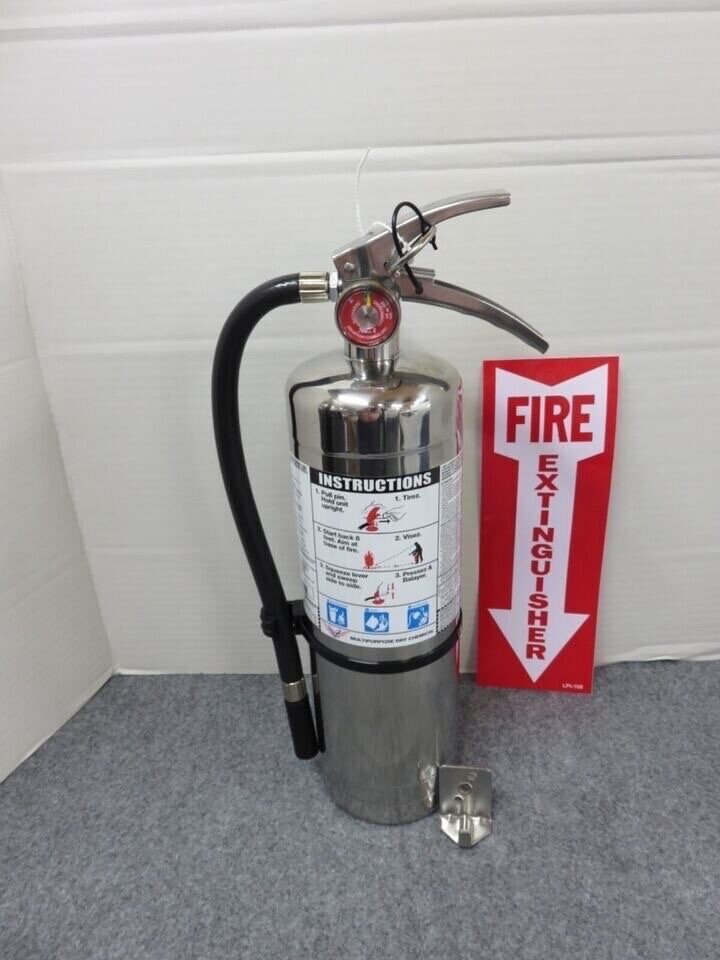 🔥🧯CHROME Car Fire Extinguisher 2.5lb. w/ Vehicle/Marine Bracket ABC🧯NEW 2025