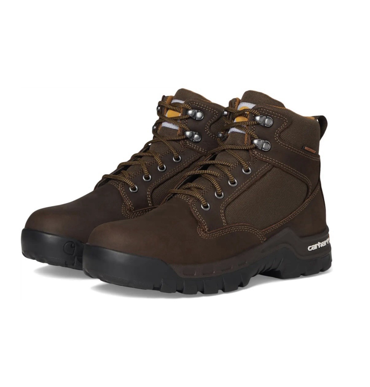 Carhartt Brown Waterproof Lace-Up Work Boots for Work