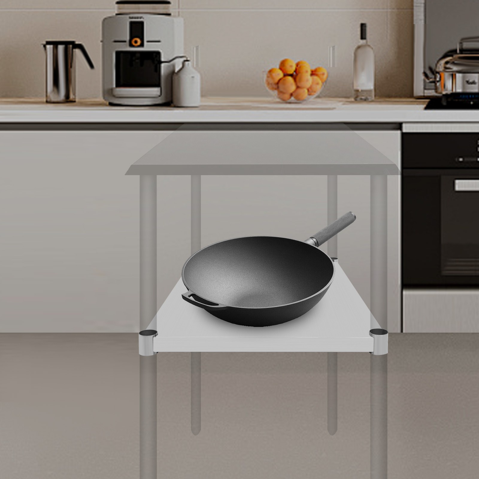 Under Shelf Stainless Steel Table Adjustable Lower Shelf Worktable Under Shelf