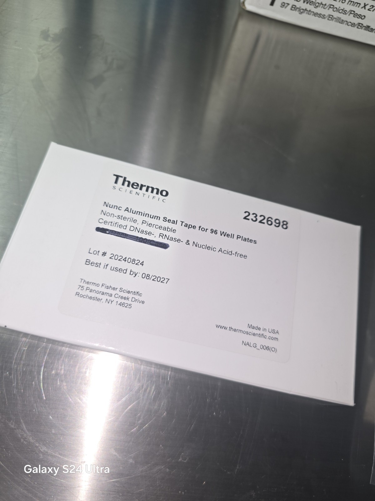 Thermo Scientific Nunc 232698 Aluminum Seal Tape 96-Well Plates 100/Pack