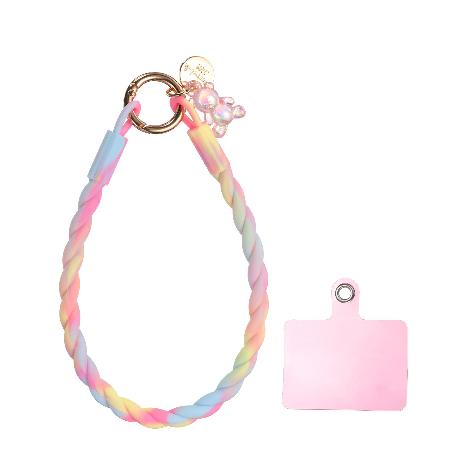 33cm(13″) Phone Wrist Strap with Clasp and Bear (Pink Blue Gradient)