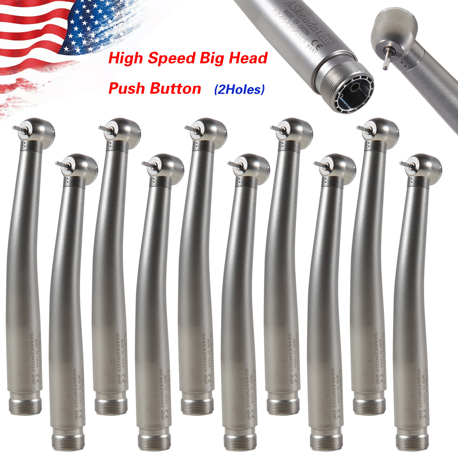 1-10 NSK PANA MAX Style Dental High Speed Handpiece Push Button 2 Holes Borden