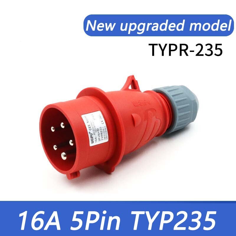 16A 5 PIN RED INDUSTRIAL PLUGS & SOCKETS 3 PHASE 3P+N+E IP44 MALE/FEMALE