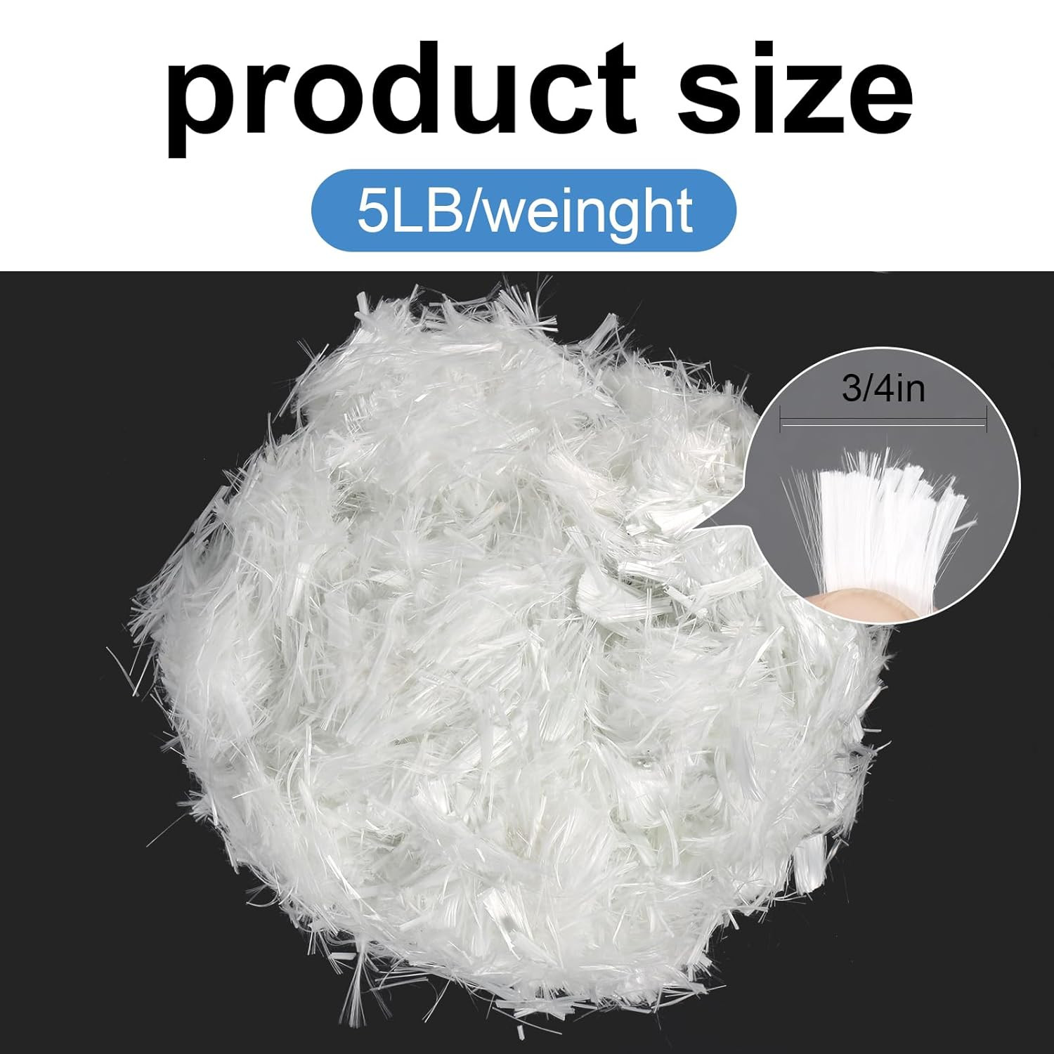 5Lb, Fiberglass, Fiberglass for Concrete, Chopped Fiber Glass, Concrete Fiber, R