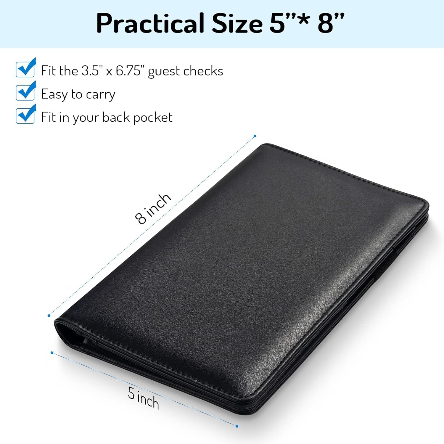 Server Book with 2 Zipper Pockets Leather Server Books for Waitress