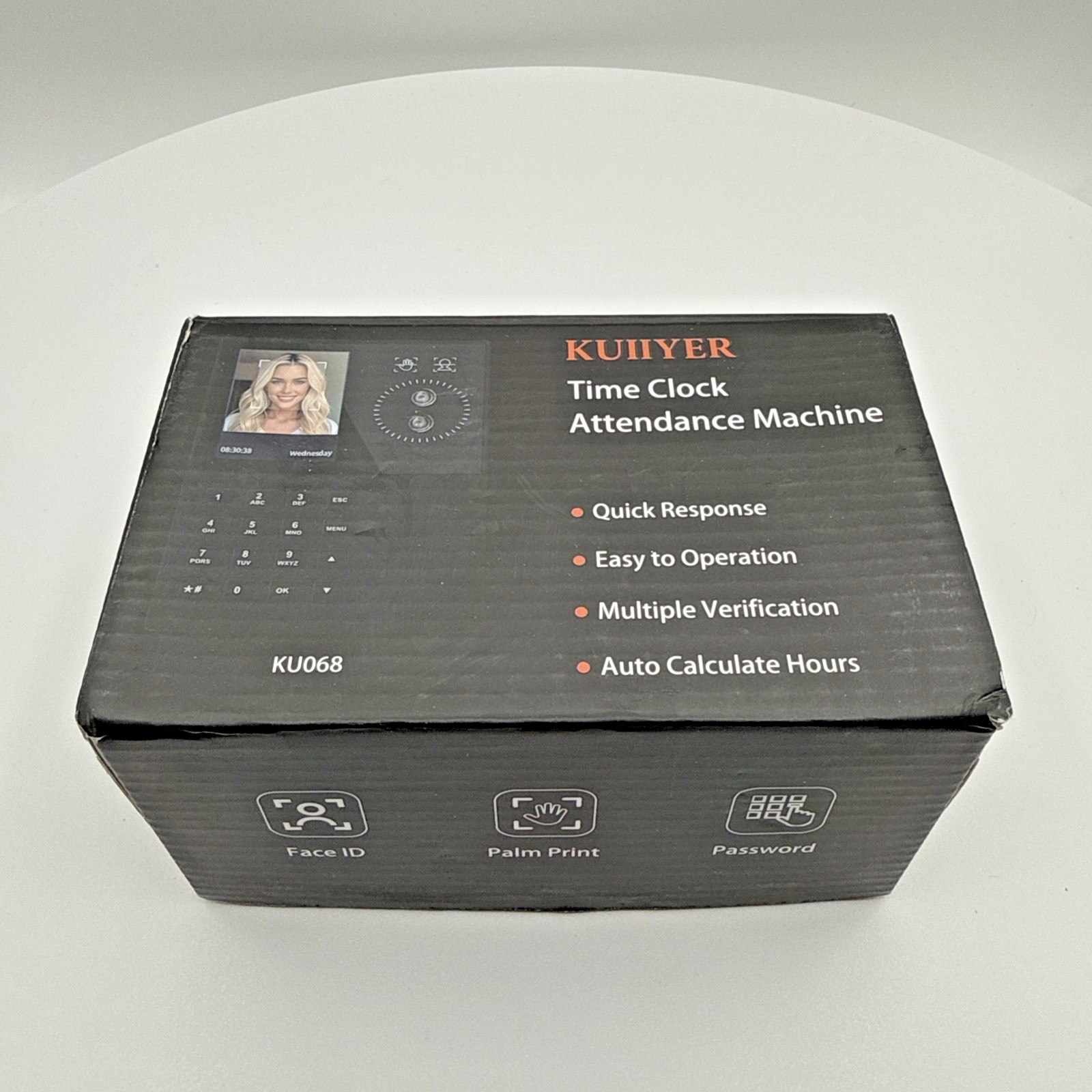 KUIIYER 3-in-1 Biometric Employee Time Clock Face Palm PIN 1000 Users USB 160K