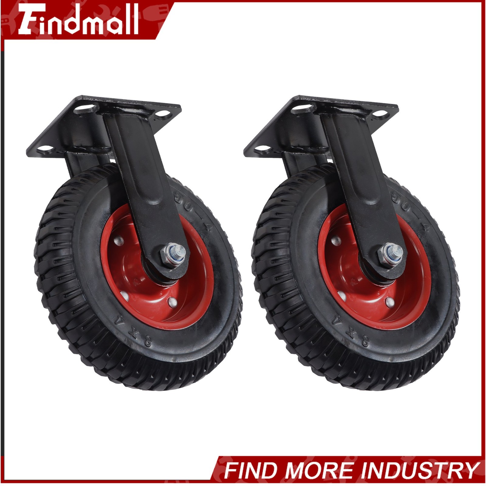 Findmall 4Pcs 8 Inch Heavy Duty Rubber Caster Wheels (2 Swivel & 2 Fixed)