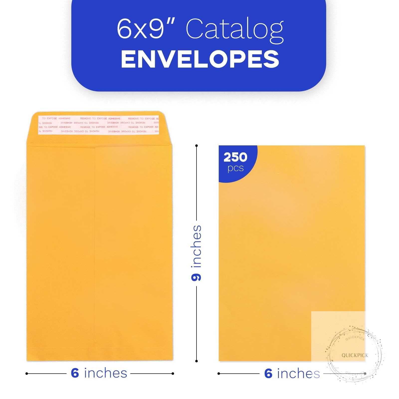 6×9 Manilla Envelopes Self Seal 250 PCS, Small Brown Kraft Catalog Envelopes 6×9