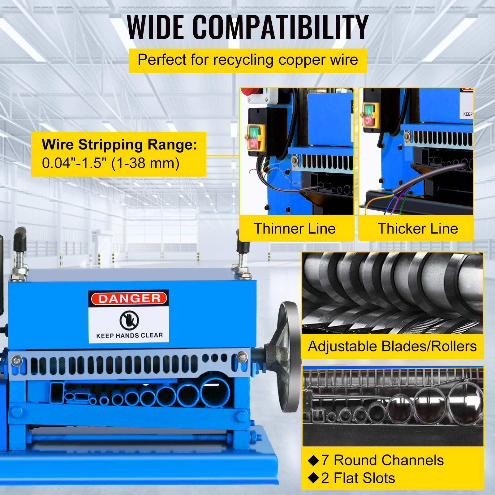 VEVOR Wire Stripping Machine Portable 110V Electric Scrap Cable Stripper 370W