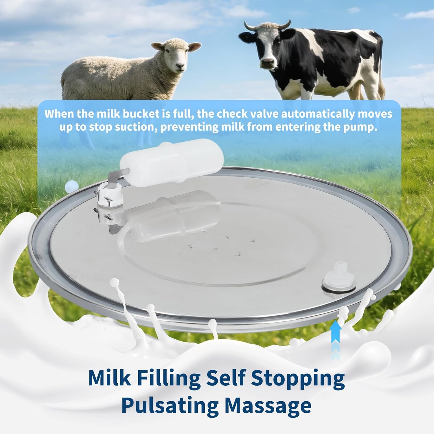 Portable Goat Electric Milker 3L 304 Stainless Steel Bucket 45-50kPa Vacuum