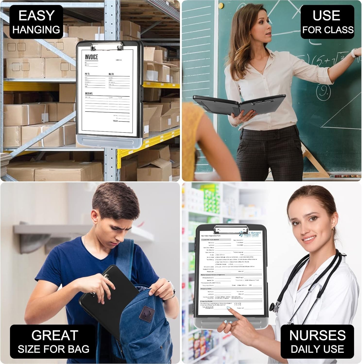 Heavy Duty Clipboard With Storage 8.5 x 11 Large Capacity Clip Boards Case