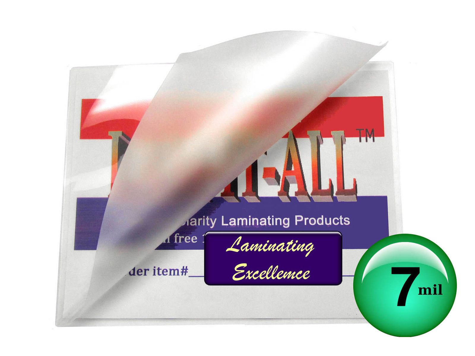 500/pack LAM-IT-ALL 7 Mil 2-1/8 x 3-3/8 Hot Laminating Pouches Credit Card size