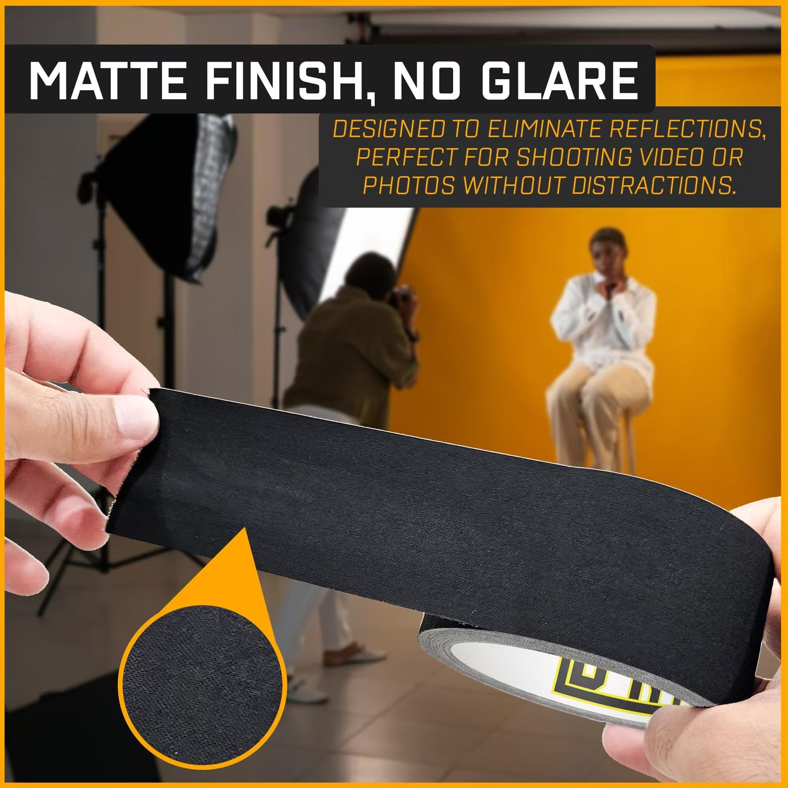 Gaffer Tape 2 Inch x 1 Pack Black Gaffing Tapes, Heavy Duty No Residue, Matte