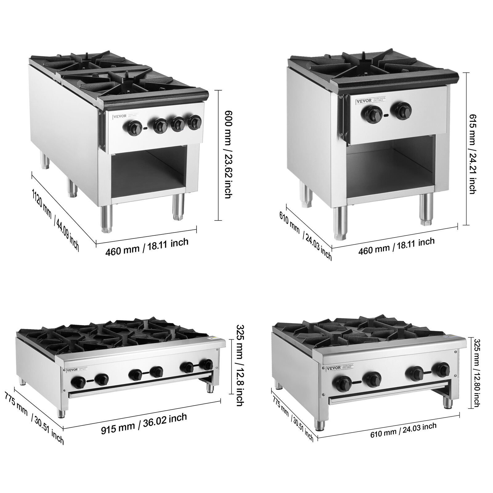 VEVOR Commercial Gas Range Stove Countertop Cooking Hot Plate Kitchen Propane