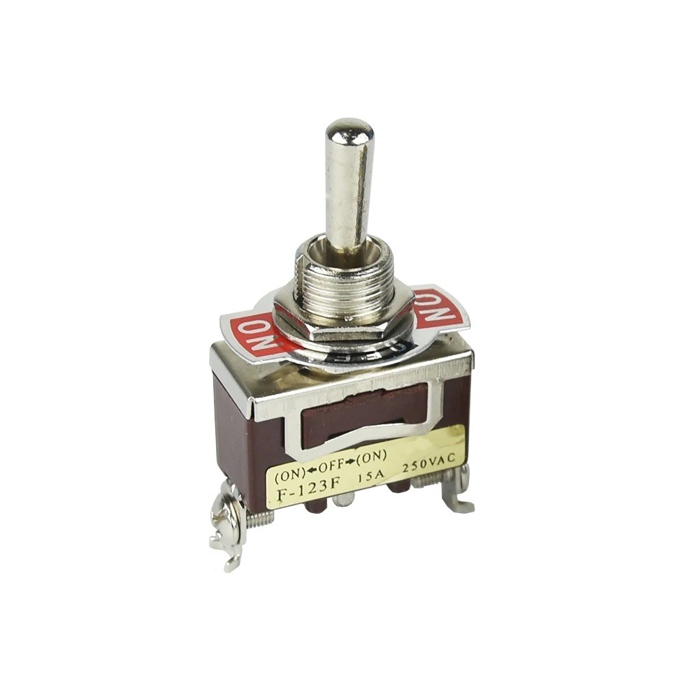 3-Pin Position ON-OFF-ON Spring Return Momentary Metal Toggle Switch 15A 250V AC