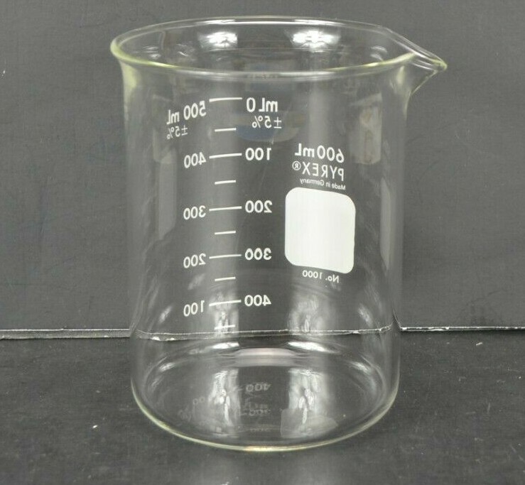 PYREX Glass 600mL Low Form Griffin Beaker Double Scale Graduated 1000-600 Single