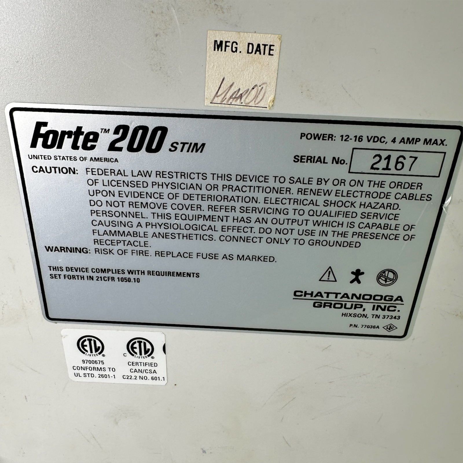 Chattanooga Forte 200 STIM Electrotherapy Unit Muscle Stimulator – March 2000