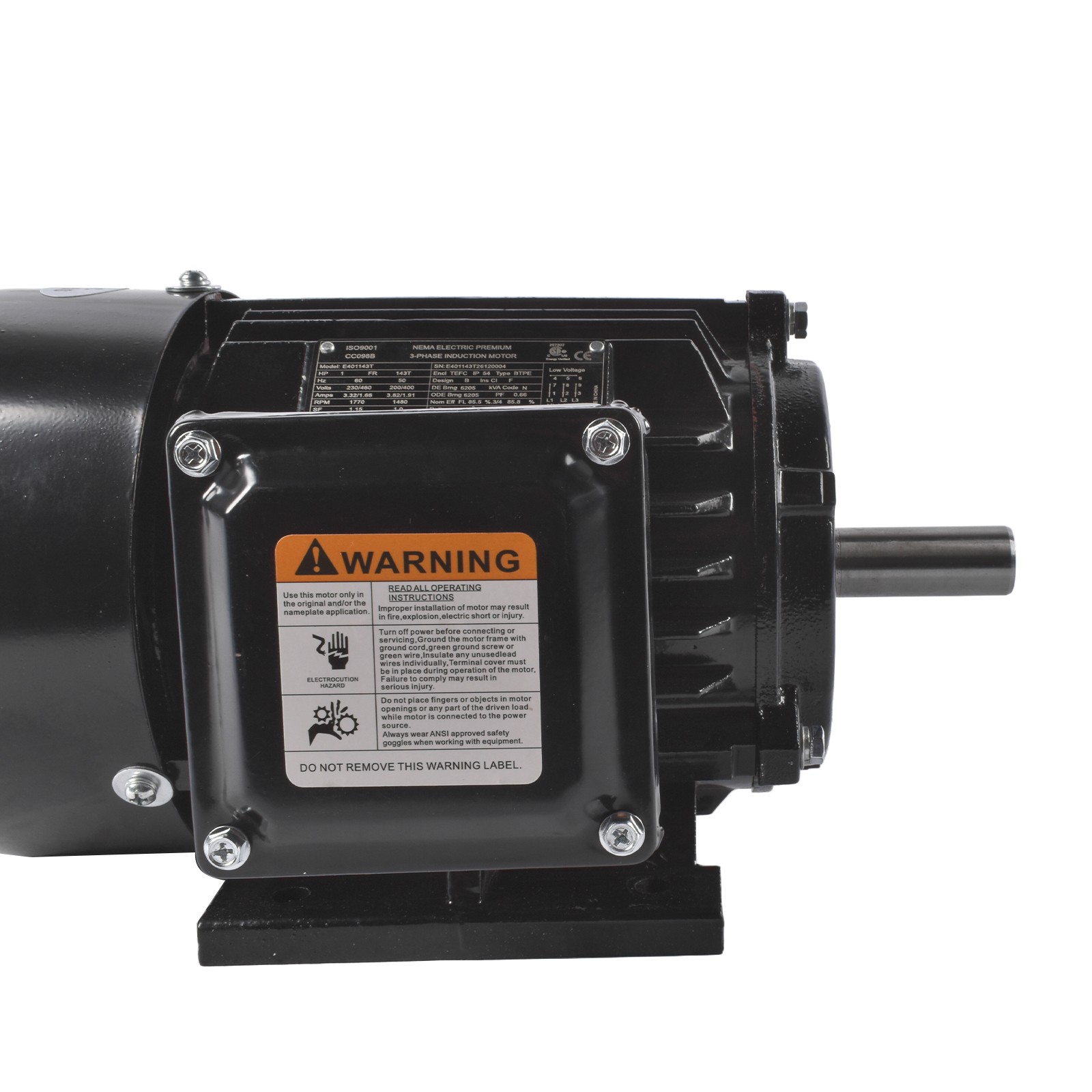 PEWWE118143T Black Industrial Compressor Motor Replacement for TEFC IP55 1800RPM