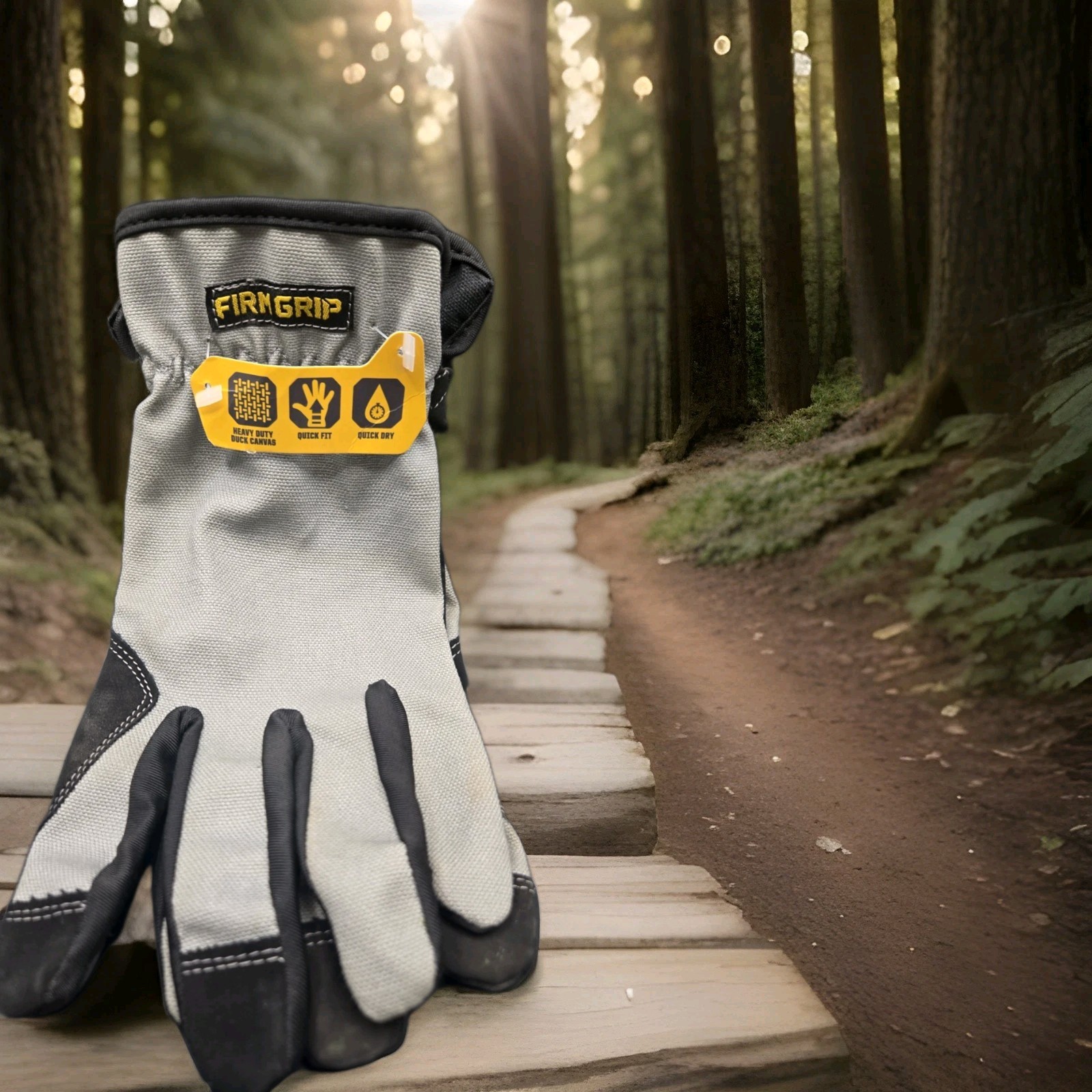 Firm Grip Heavy Duty Utility Gloves, Touch Screen, Duck Canvas – Grey/Black M/L