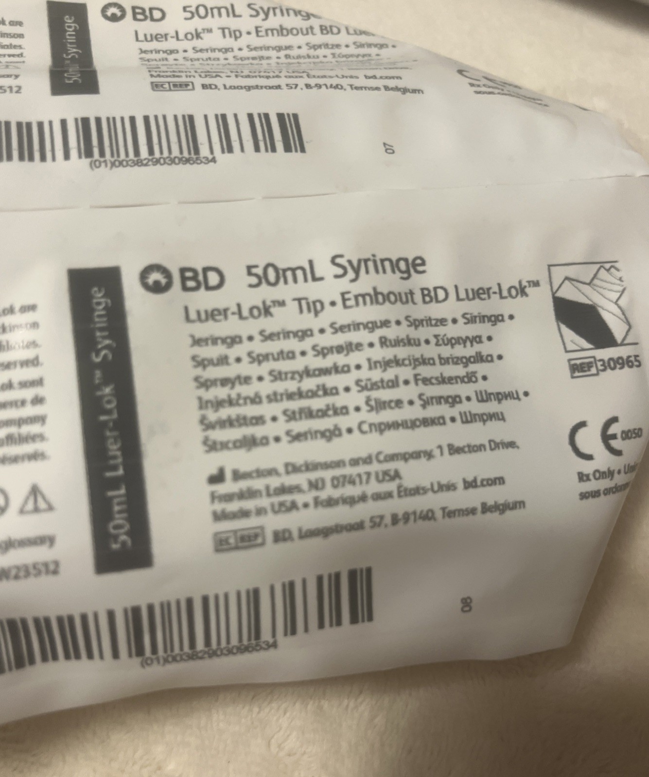 BD 50mL – Luer-Lock Syringe Tip Ember BD NO Needle – 6 Pack – New