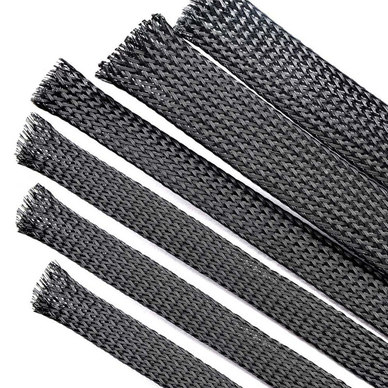 2mm-100mm PET Snake Skin Black Braided Sleeving Wire Loom Tubing Sheathing Cable