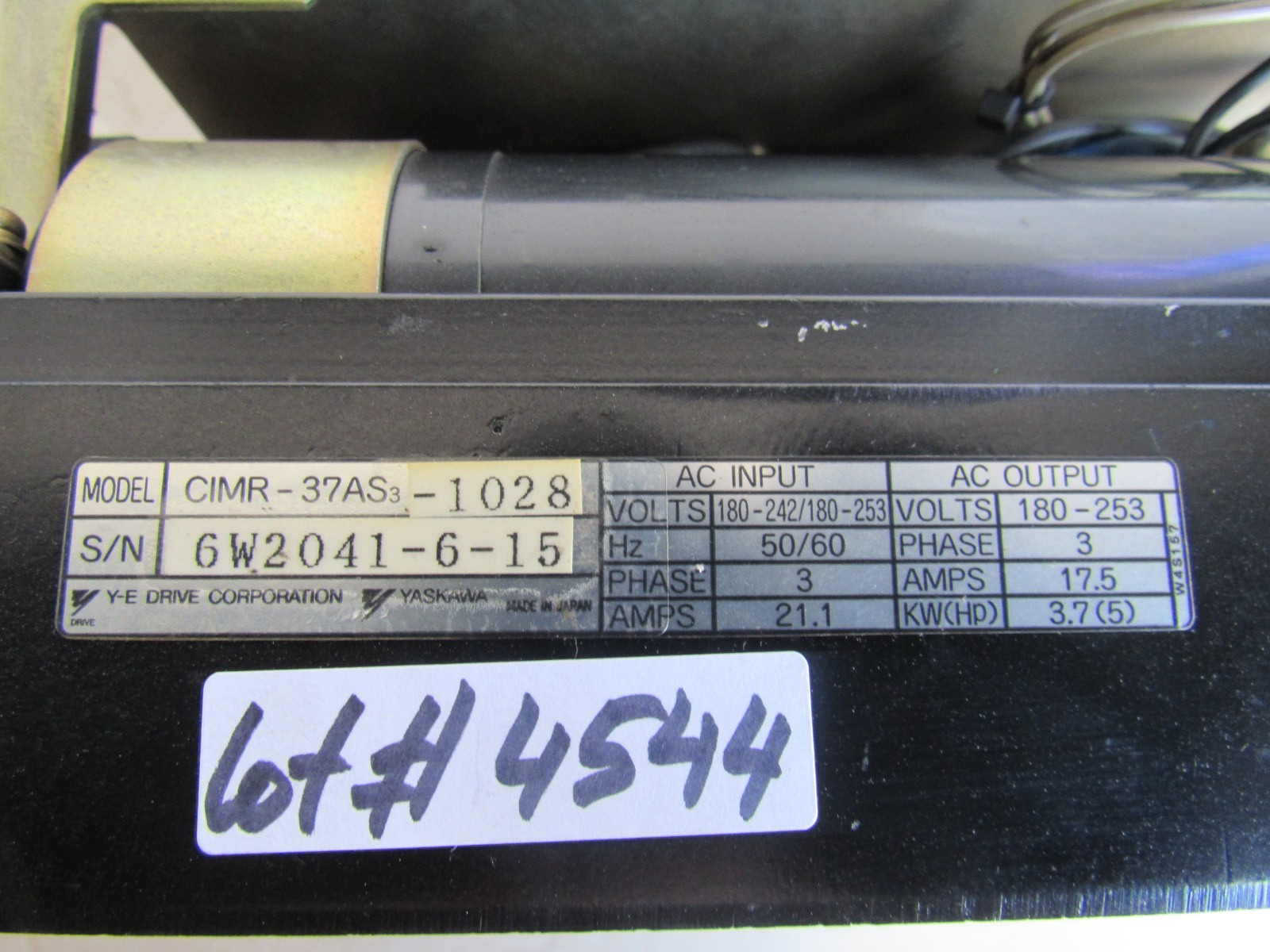 Yaskawa CIMR-37AS3-1028 Lot #4544 Listed by Narek