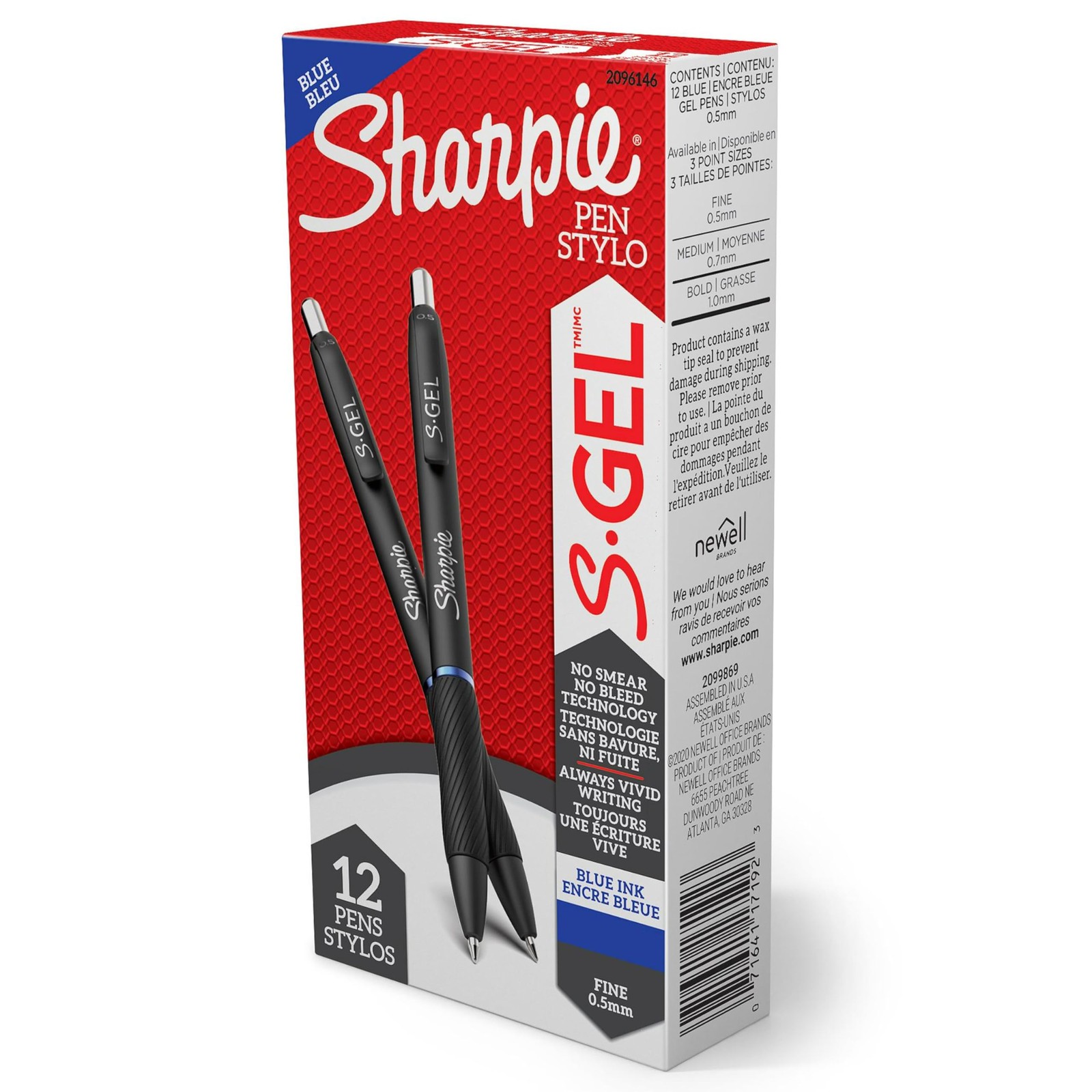 Pens Fine Point 0.5mm Blue Gel Ink 12 Count