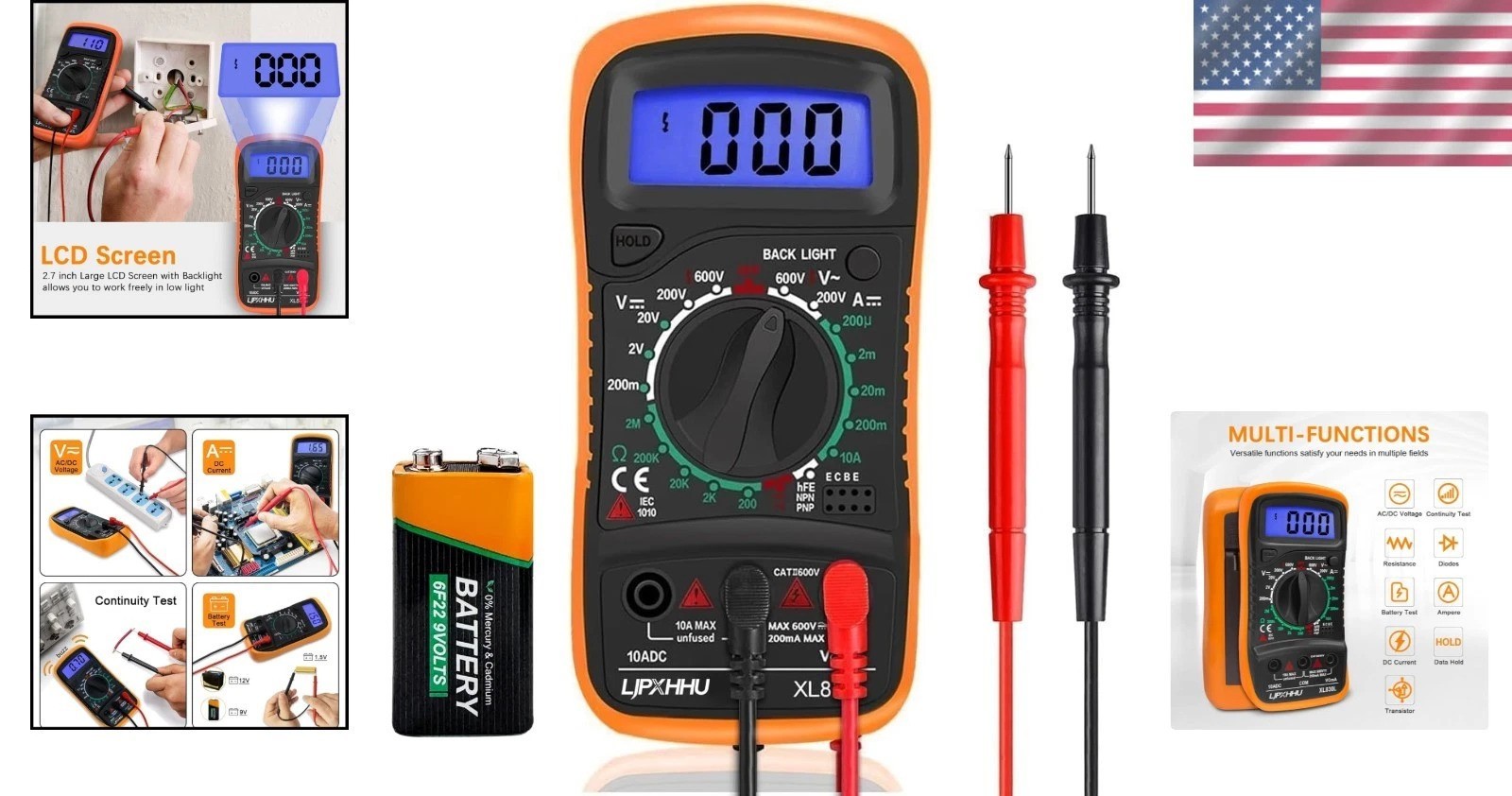 Compact Digital Multimeter – 2000 Counts with Backlit LCD & Safety Features
