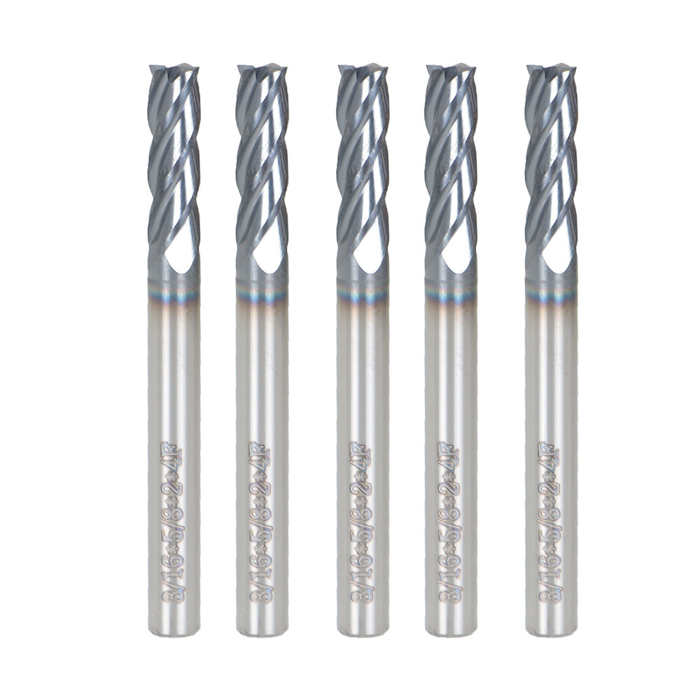 5Set 3/16″ 4 Flute 2″ Overall Length Regular Carbide End Mill TiALN COATED New