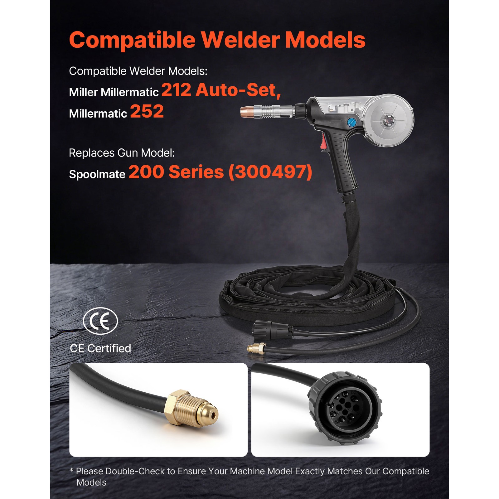 Uimoso 160Amp Spool Gun Compatible with Miller Spoolmate 200 Series 300497