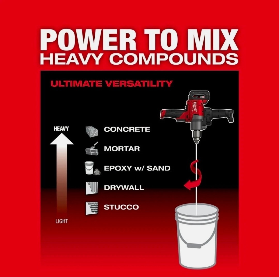 Milwaukee 2810-20 M18 FUEL Mud Mixer with 180° Handle Bare Tool